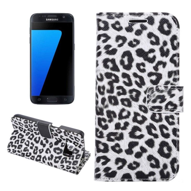 Lederhüllen Samsung Galaxy S7 Weiß Leopard