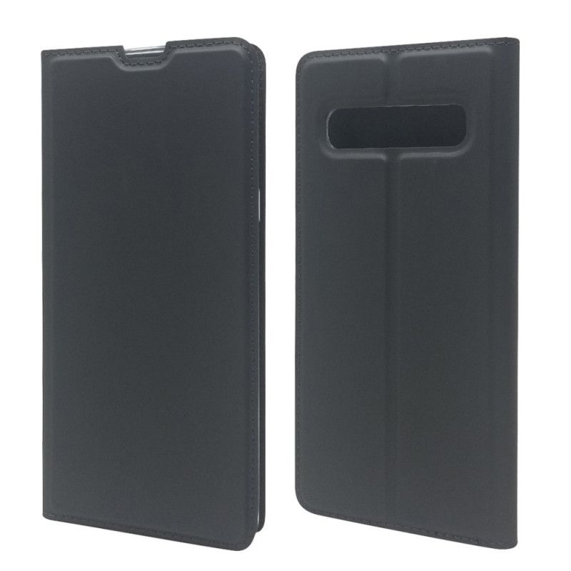 Flip Case Für Samsung Galaxy S10 5G Schwarz Magnetverschluss Mit Ledereffekt