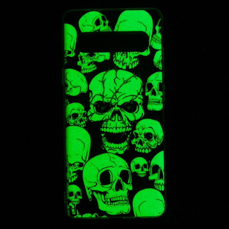 Hülle Samsung Galaxy S10 5G Aufmerksamkeit Fluoreszierende Schädel