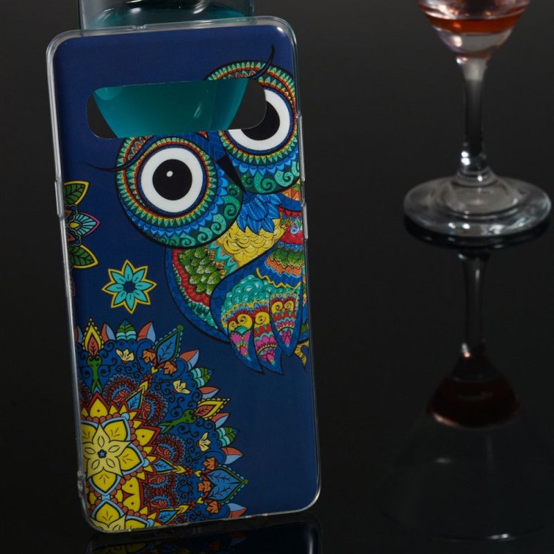 Hülle Samsung Galaxy S10 5G Fluoreszierende Mandala-Eule