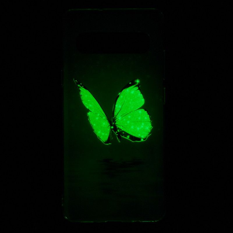 Hülle Samsung Galaxy S10 5G Fluoreszierender Blauer Schmetterling