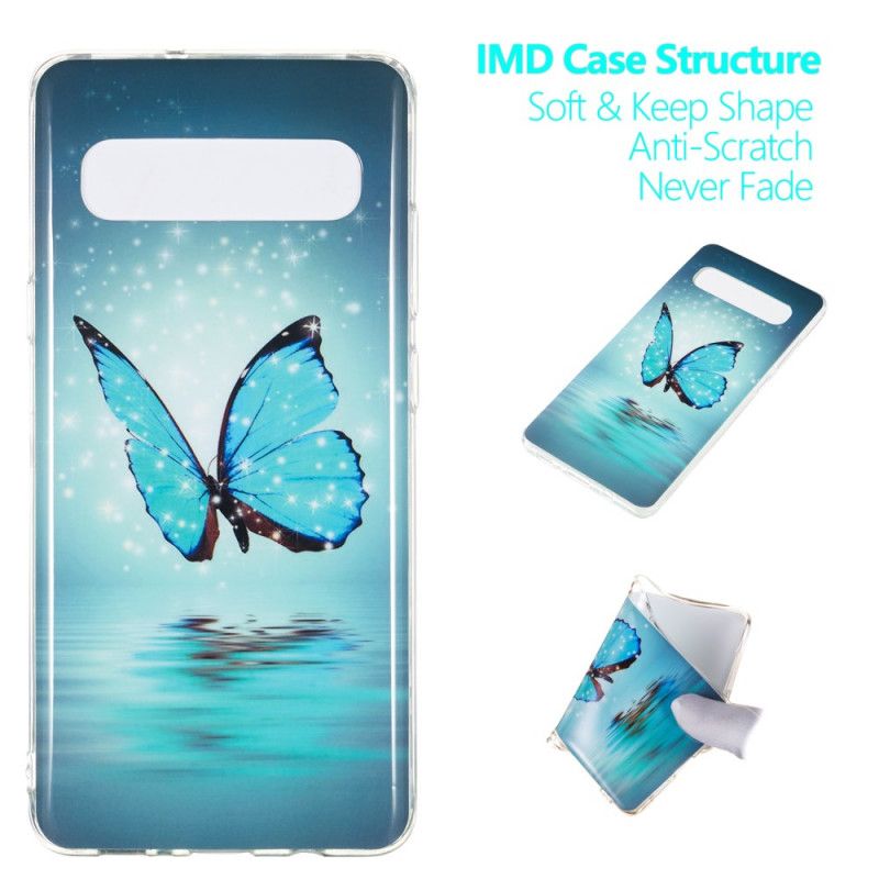 Hülle Samsung Galaxy S10 5G Fluoreszierender Blauer Schmetterling