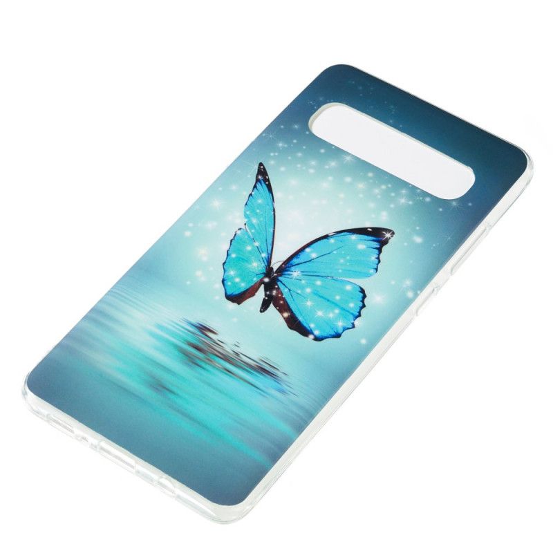 Hülle Samsung Galaxy S10 5G Fluoreszierender Blauer Schmetterling