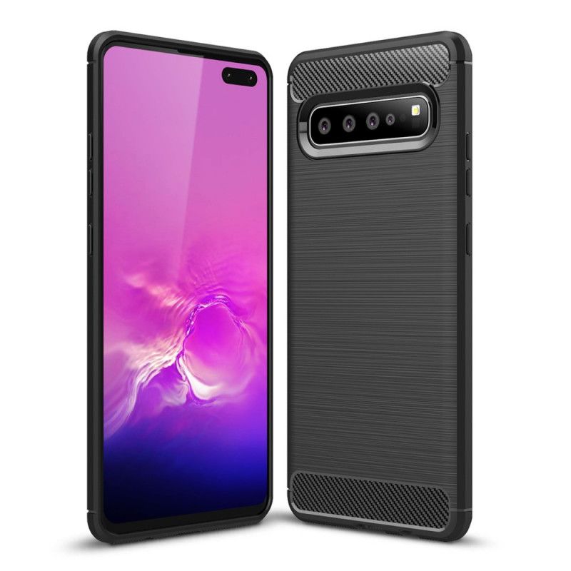 Hülle Samsung Galaxy S10 5G Schwarz Handyhülle Gebürstete Kohlefaser