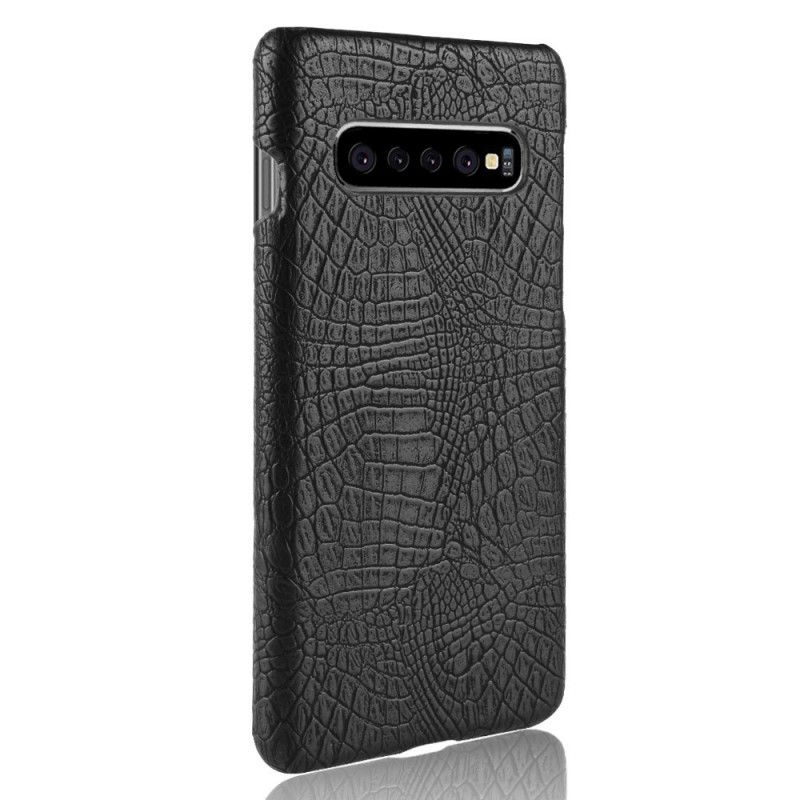 Hülle Samsung Galaxy S10 5G Schwarz Krokodilhauteffekt