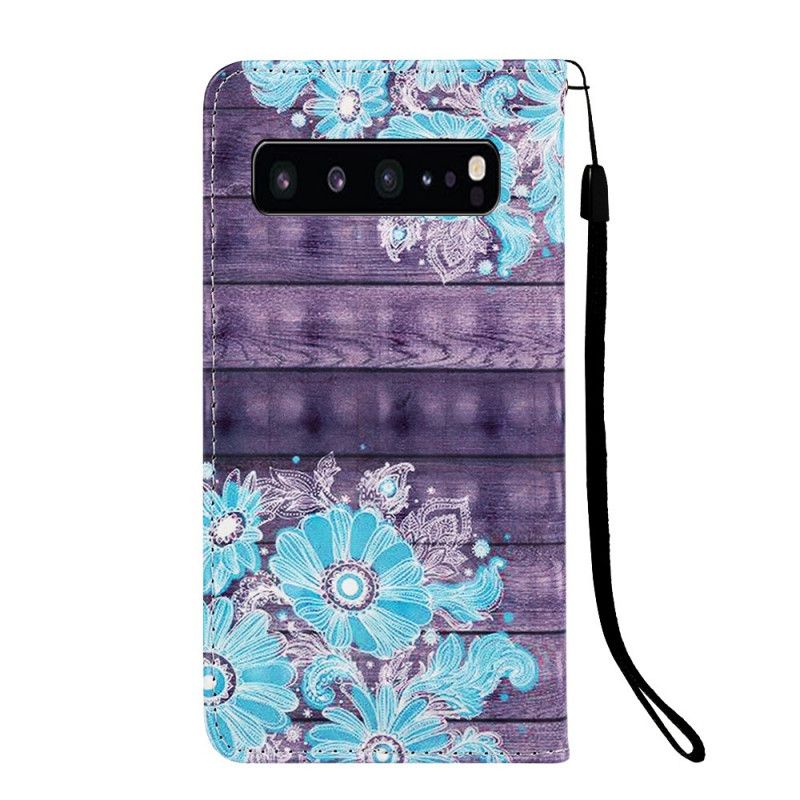 Lederhüllen Samsung Galaxy S10 5G Blaue Blüten