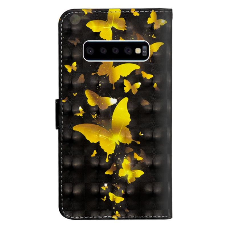 Lederhüllen Samsung Galaxy S10 5G Gelbe Schmetterlinge