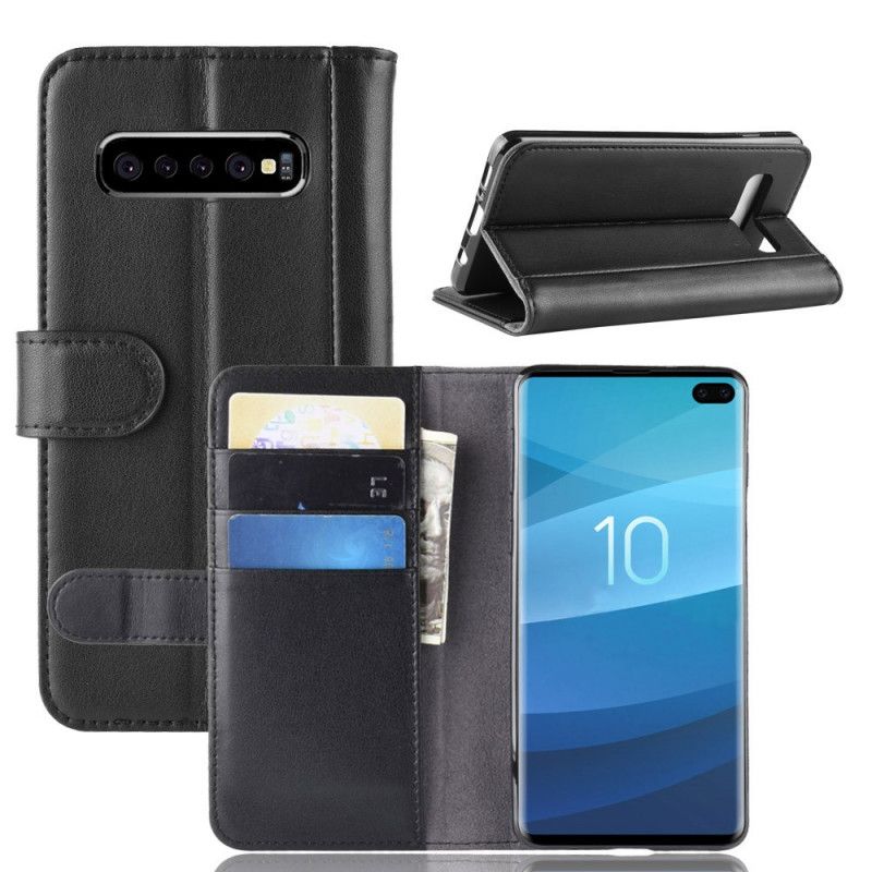 Lederhüllen Samsung Galaxy S10 5G Schwarz Echtes Leder