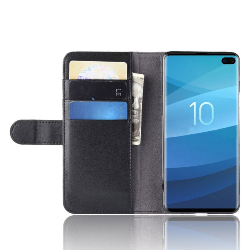 Lederhüllen Samsung Galaxy S10 5G Schwarz Echtes Leder