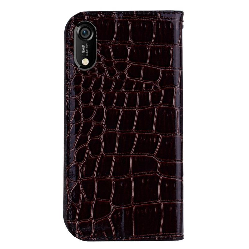 Flip Case Honor 8A Schwarz Krokodilleder Und Pailletten