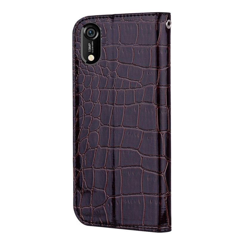 Flip Case Honor 8A Schwarz Krokodilleder Und Pailletten