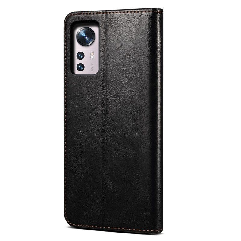 Schutzhülle Für Xiaomi 12 Pro Flip Case Gewachstes Kunstleder