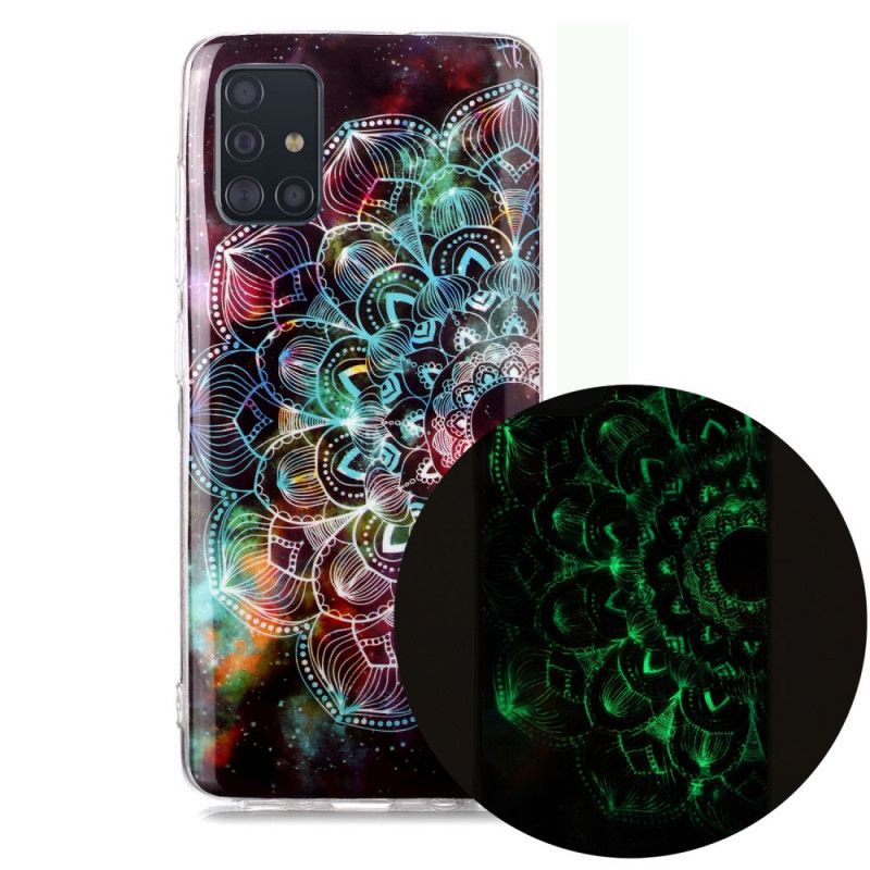 Hülle Samsung Galaxy A51 Schwarz Fluoreszierende Blumenserie