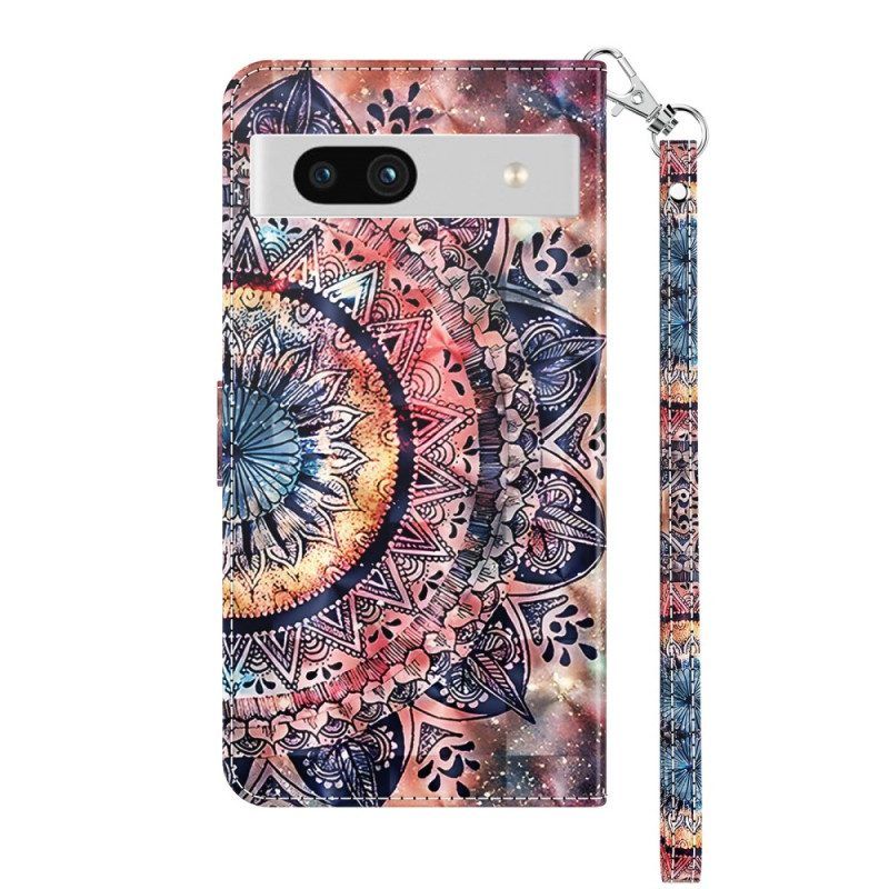 Lederhüllen Für Google Pixel 7A Mit Kordel Riemchen-aquarell-mandala