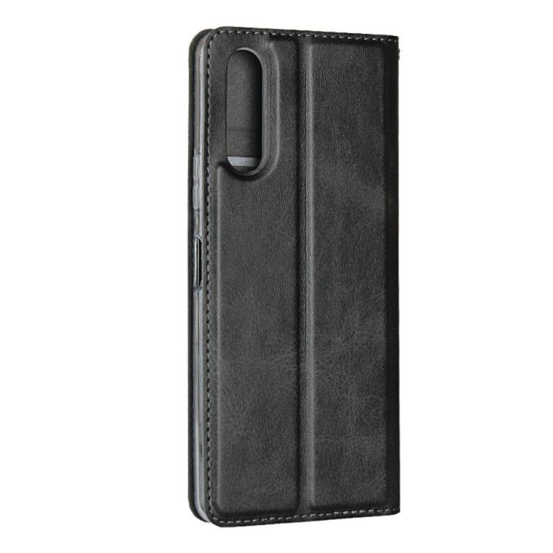 Flip Case Für Sony Xperia 10 II Schwarz Kunstleder Mit Riemen