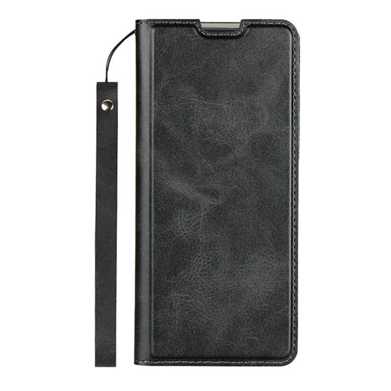 Flip Case Für Sony Xperia 10 II Schwarz Kunstleder Mit Riemen