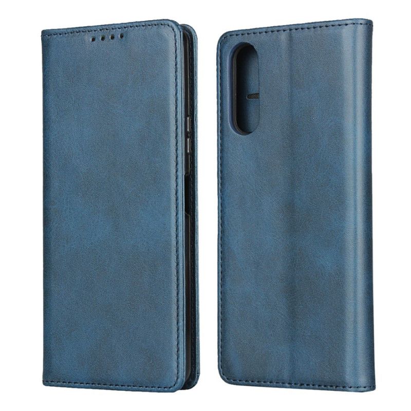 Flip Case Sony Xperia 10 II Schwarz Elegantes Spaltleder