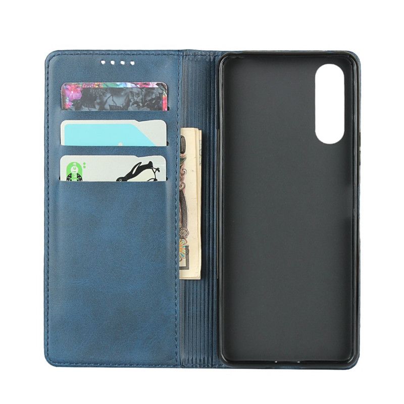 Flip Case Sony Xperia 10 II Schwarz Elegantes Spaltleder