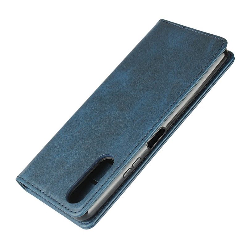 Flip Case Sony Xperia 10 II Schwarz Elegantes Spaltleder