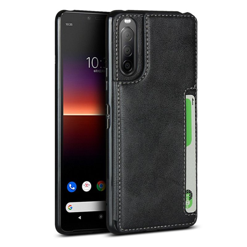 Hülle Sony Xperia 10 II Schwarz Handyhülle Kartenhalterhalter Und Lanyard