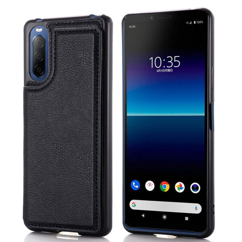 Hülle Sony Xperia 10 II Schwarz Kartenhalterunterstützung